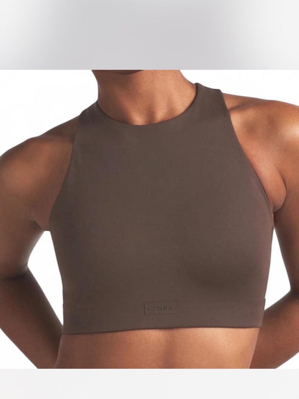 NWT NIKE SKIMS Matte High Neck Bra Dark Sepia Brown Size M / 32C